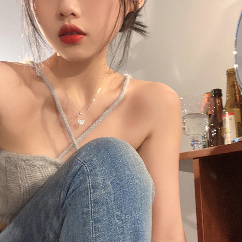 Vòng cổ Mặt Trái Tim Đôi Lấp Lánh