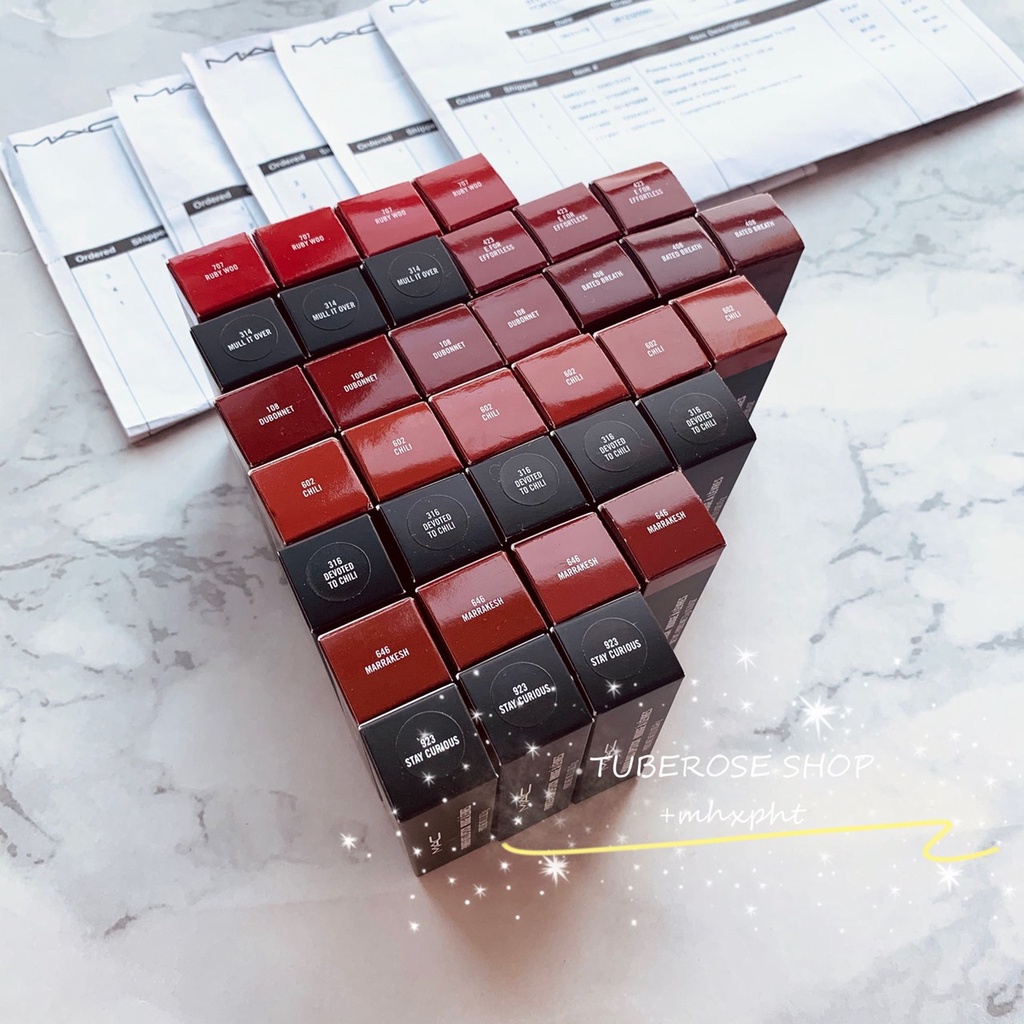 Sale Sốc Son MAC Chính Hãng - Son Mac Thỏi Chính Hãng Chili, Ruby woo, Matte, Power Kiss Fullbox