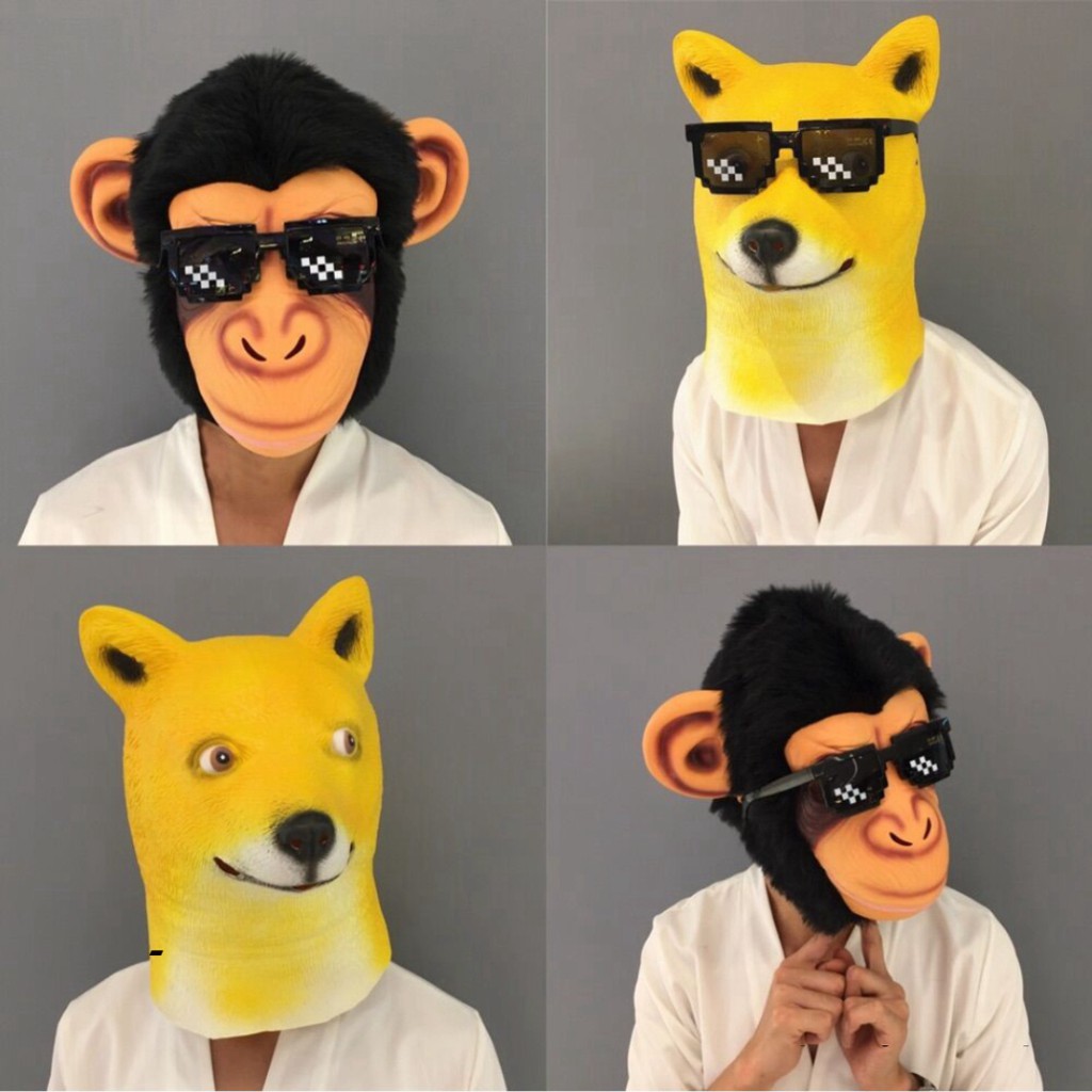 Mặt nạ hóa trang hình chú CHÓ HUSKY chó ngáo vàng shiba dùng trong hóa trang halloween Cosplay