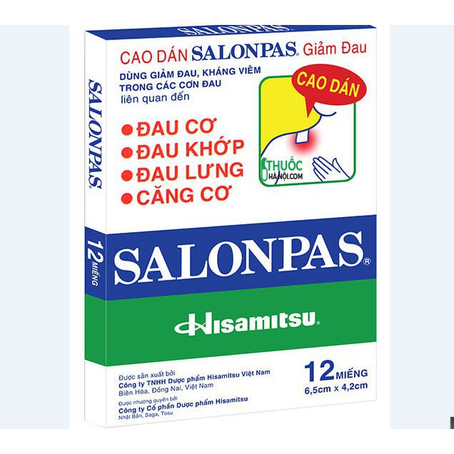 Cao dán Salonpas ❤️FREESHIP👍 Miếng dán salonpas, giảm nhanh cơn đau như đau khớp, đau lưng, viêm khớp