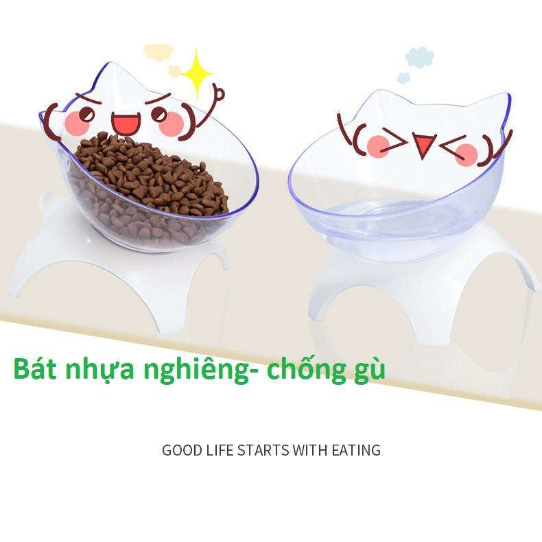 BÁT CHO CHÓ MÈO BÁT NHỰA NGHIÊNG ĐƠN - CHÉN ĐỰNG THỨC ĂN CHỐNG GÙ THÚ CƯNG NHỎ