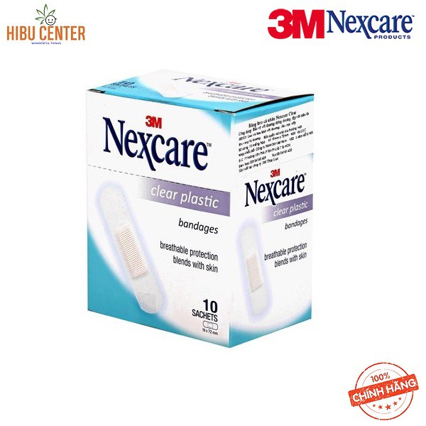 Hộp 100 Miếng Băng Keo Cá Nhân Trong Suốt 3M Nexcare 10 miếng/gói, 10 gói/hộp - XH002023386 – Chính Hãng – HIBUCENTER