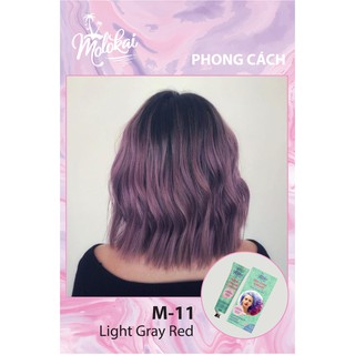 Kem nhuộm tóc phủ bạc MOLOKAI màu tím khói M-11 chiết suất từ thiên nhiên tặng kèm trợ oxy dưỡng 60ml
