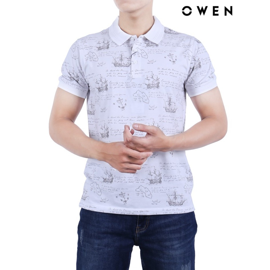 Áo polo ngắn tay OWEN Bodyfit màu trắng - APV20309