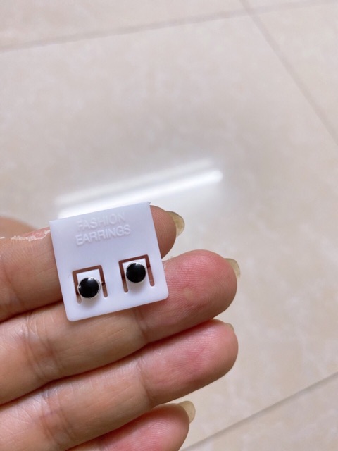 Khuyên tai nụ sao tim tròn màu đen bạc thật cao cấp NGỌC MẬU