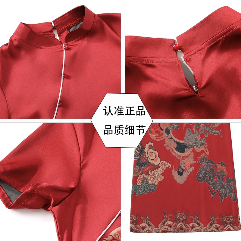 [Hàng Có Sẵn] Đầm Sườn Xám Cách Tân Bằng Vải Lụa Thiết Kế Tinh Tế Thời Trang Mùa Hè Cho Phụ đầm trung niên đẹp