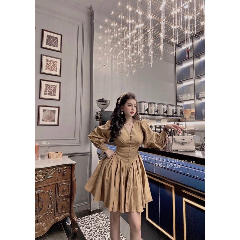 Đầm tiểu thư tay phòng #bigsize 60=>90