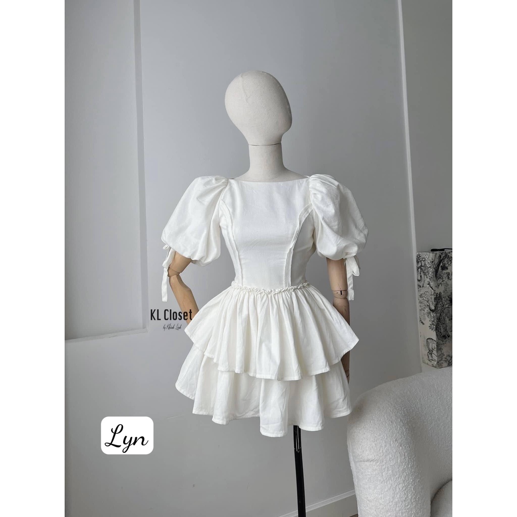 Váy tay bồng hai tầng xòe hàng thiết kế