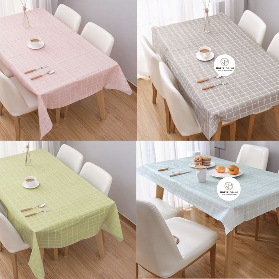 Khăn Trải Bàn Kẻ Caro Nhựa PVC Chống Thấm Nước Khăn Decor Phông Nền Chụp Ảnh, Trang Trí Bàn Ăn
