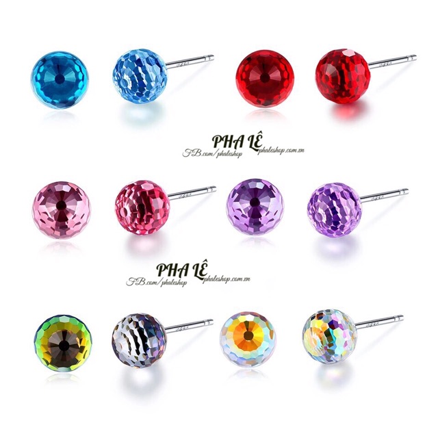 Bông Sát Tai Pha Lê Tròn Dát Nhiễn Được Thiết Kế Từ Pha Lê Swarovski