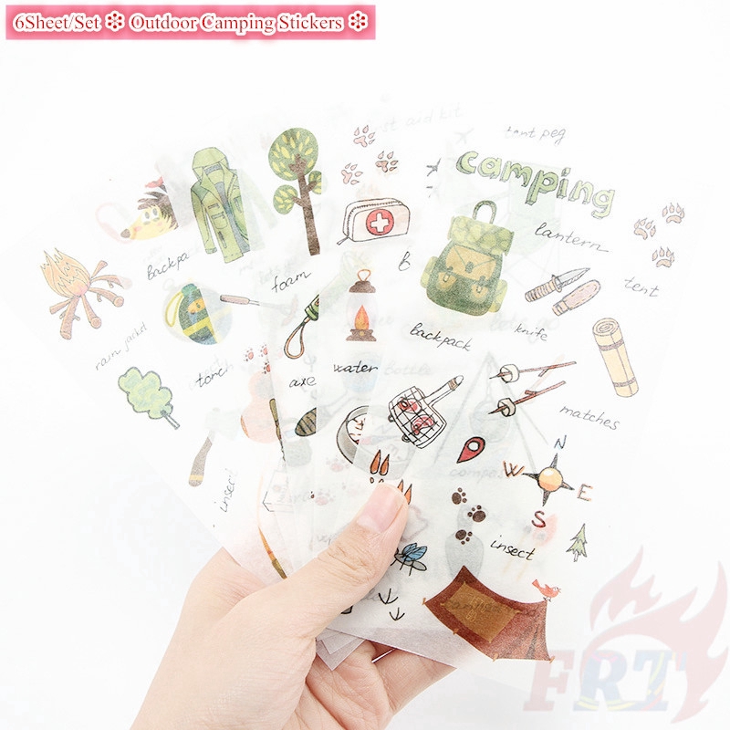 ❉ Outdoor Camping Stickers ❉ 6Sheet/Set DIY Diary Scrapbooking Decals Stickers
