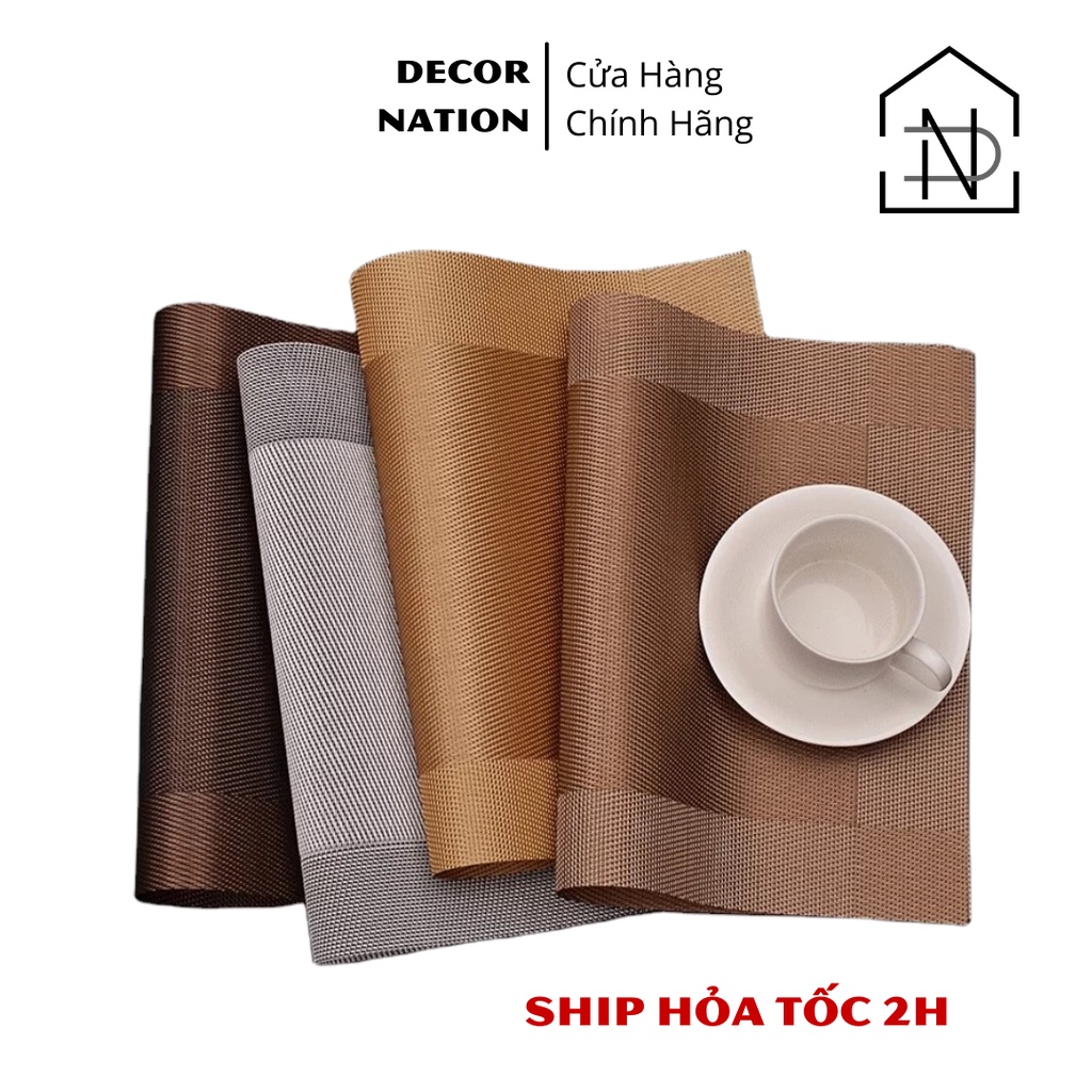 Tấm Lót Bàn Ăn Cách Nhiệt Chữ Nhật size 30x45cm Cao Cấp có sẵn 7 Màu | Nhựa PVC  Miếng Trải Bàn Ăn