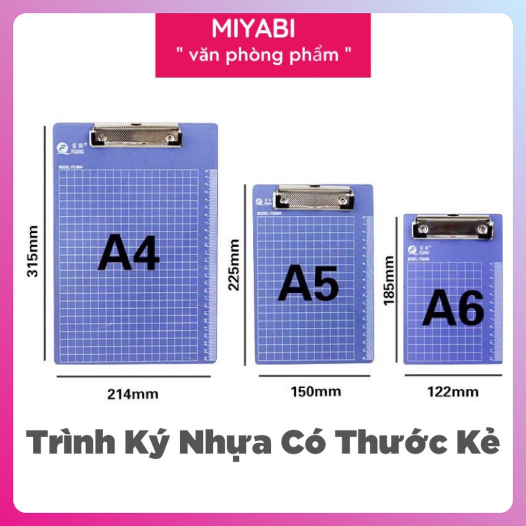 Trình ký A4 - A5 - A6 bằng nhựa có dòng kẻ và thước đo - 1 mặt - màu xanh biển cao cấp dành cho văn phòng giá rẻ