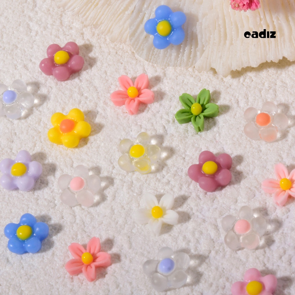 Set 50 Phụ Kiện Trang Trí Móng Tay Nghệ Thuật Hình Hoa 3D Mini Bằng Nhựa Resin Màu Sáng Chống Nước Cho Nữ