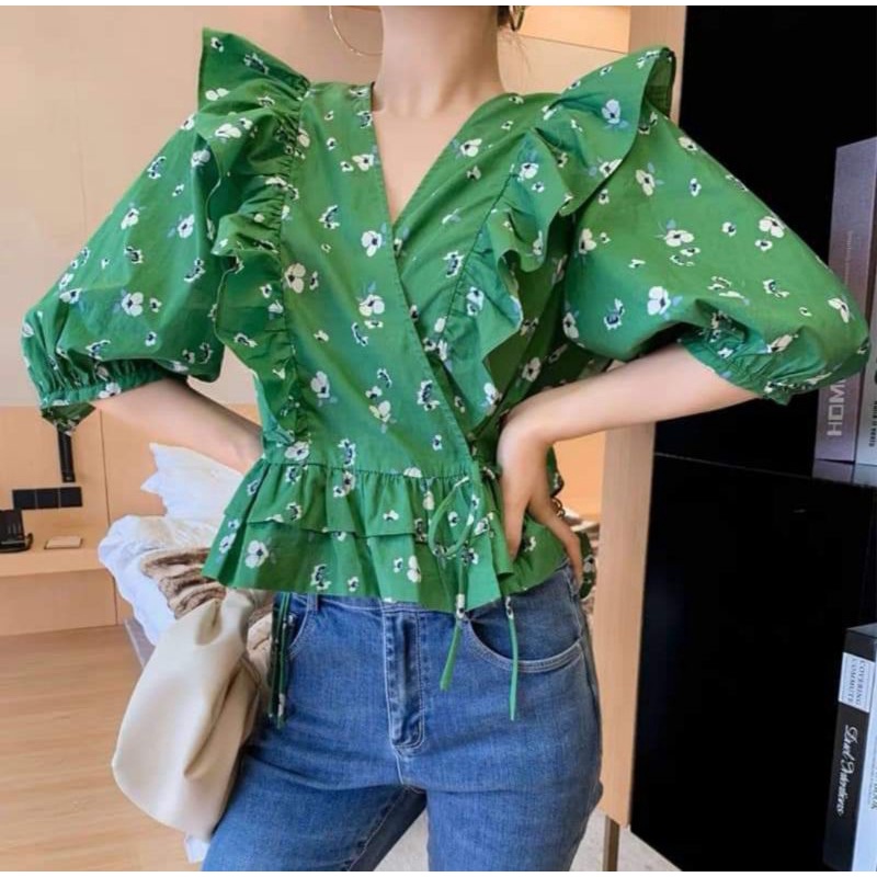 ÁO TIỂU THƯ BÈO CỔ CHỮ Y EO THẮT NƠ