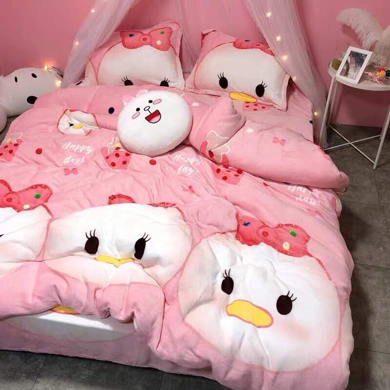 Set chăn ga 4 món- vịt hồng