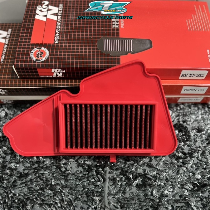 Lọc gió độ pô e KN màu đỏ cho xe Vsion 2014 đến 2022 lưới thép