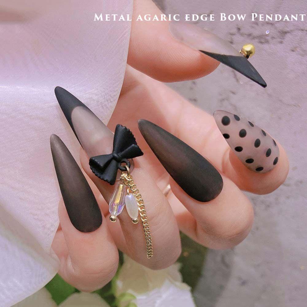 OCEANMAP Phụ Kiện Trang Trí Móng Tay Hình Nơ Bằng Kim Loại Phong Cách Hàn Quốc DIY