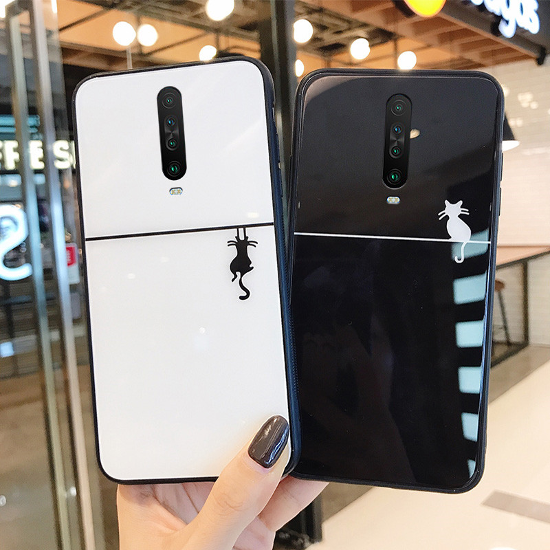 ốp Meizu 15th 16th 15 16 Plus 16s Case Luxury Cartoon Cat shadow Hard Tempered Glass Cover ốp Meizu M9 M5 M6 M8 Note S6 E3 V8 X8 Protection Phone casing bao da