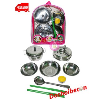 Bộ đồ chơi nấu ăn Inox Ngọc Bích có bếp inox: Hàng Việt Nam
