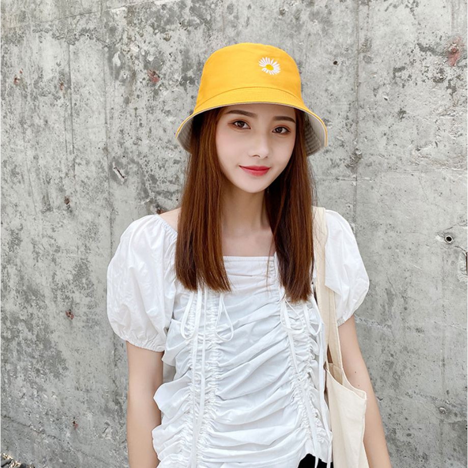 Nón Bucket Unisex Thêu Cúc Họa Mi Nhiều Màu - Mũ Tai Bèo Thời Trang Xuân Hè 2021 MU3