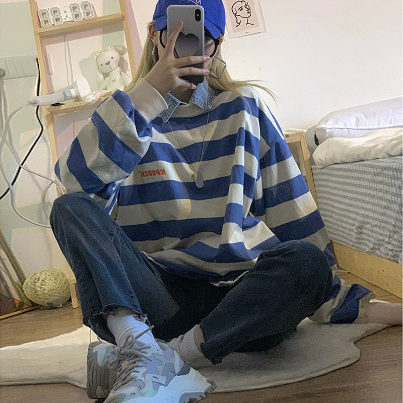 Quần jean nữ ống rộng lưng cao phong cách retro thời trang mùa thu 2021