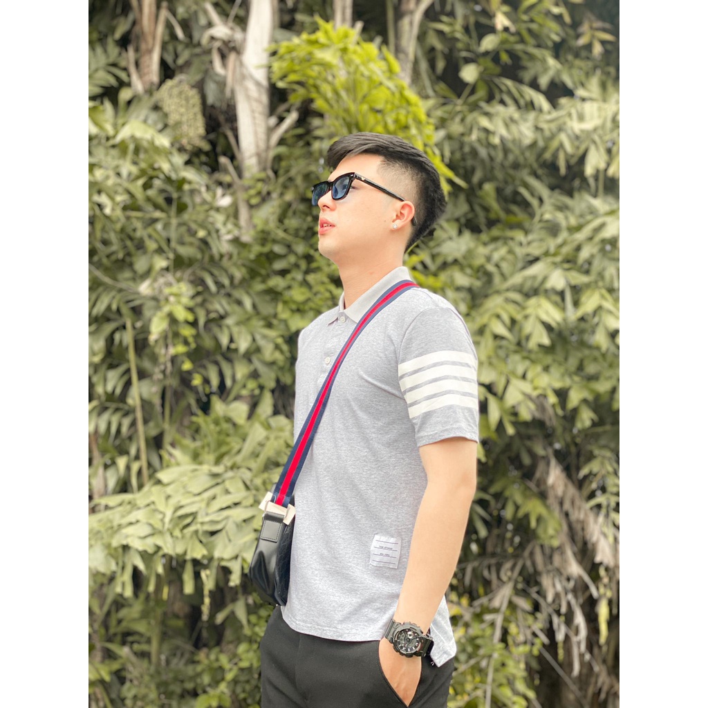 Áo Polo Thome 4 Vạch Phản Quang, Áo thun Polo Nam nữ Unisex Hottrend 2022
