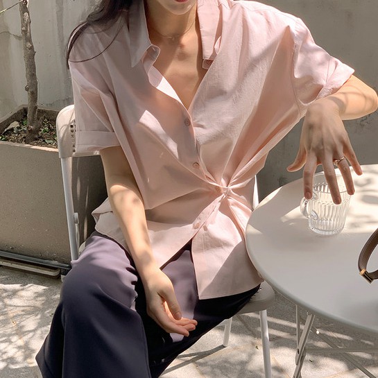 Áo Sơ Mi Ngắn Tay Phối Nút Thời Trang Cho Nữ 43701