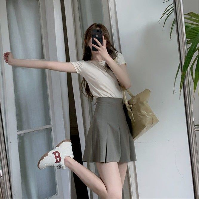 Áo thun nữ tay ngắn cổ tròn cài cúc dáng ôm thời trang kiểu hàn Quốc 5 MÀU SẮC HOLI ROSA