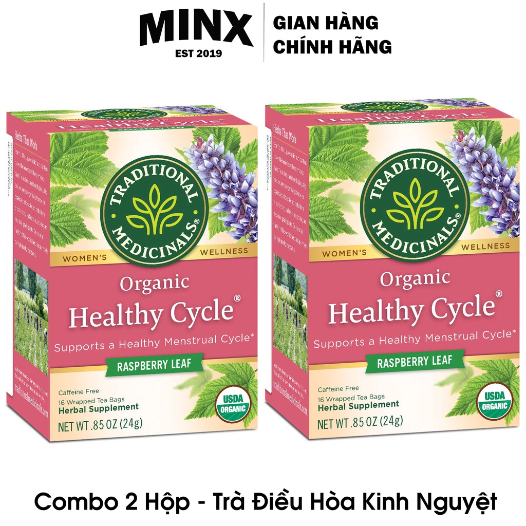 COMBO 2 HỘP Trà Healthy Cycle Tea Bag Hữu Cơ (1 Hộp 16 túi lọc) - Trà Mâm Xôi