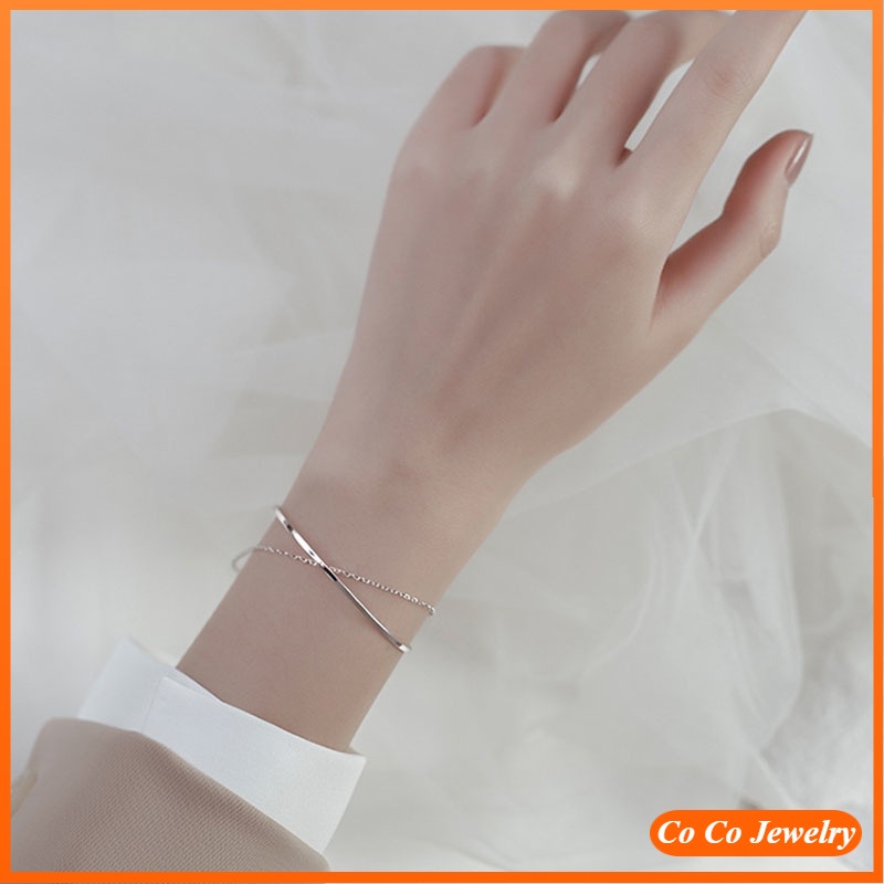 Vòng Tay Nữ Mạ Bạc 925 Đơn Giản Thời Trang