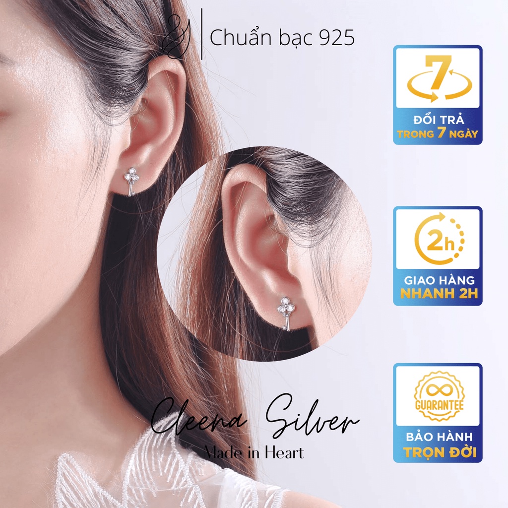 Bông tai bạc Cleena Silver, khuyên tai nữ Lock and Key Earrings độc đáo cá tính