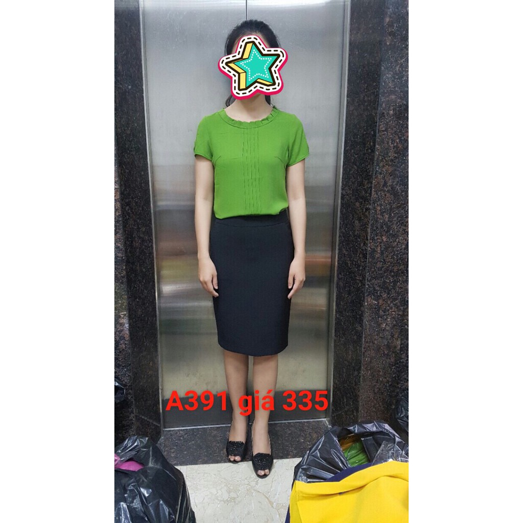 Áo sơ mi xếp ly, cổ 3cm (màu vàng, cốm, tím than) A391