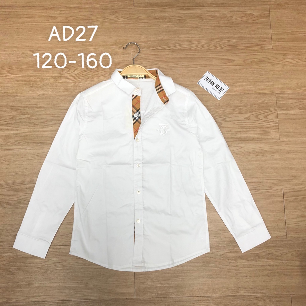 Áo sơ mi trắng trẻ em AD25 sz 16-40kg Áo sơ mi bé trai đi học đi chơi mềm  SUBIN KIDS AD26 AD25