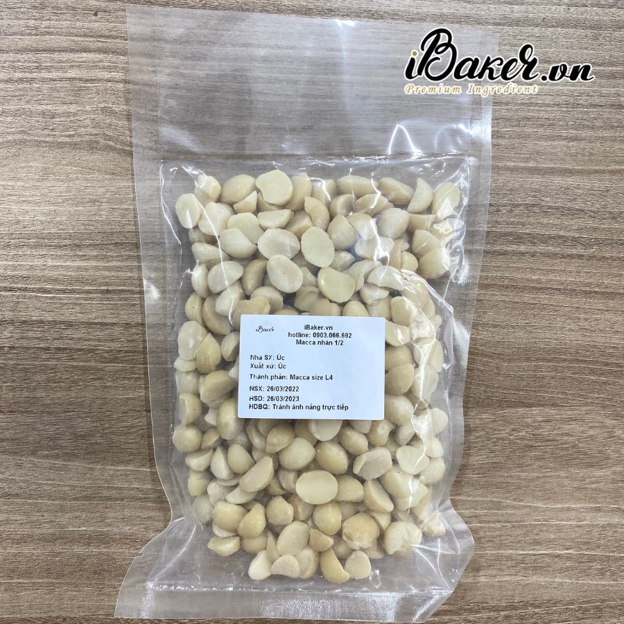 [200g, 500g] Macca nhân 1/2 nhập khẩu (Macca nhân vỡ đôi đã tách vỏ)