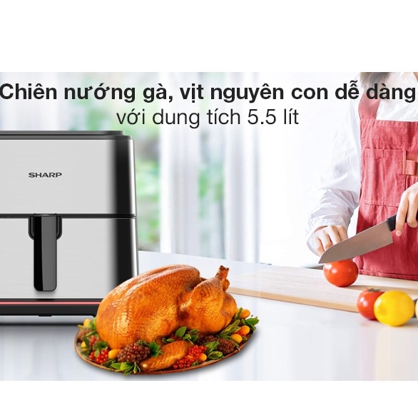 Nồi chiên không dầu cao cấp 5.5 lít Sharp KF-AF70EV-BK (Bảng cảm ứng tiếng Việt) - HAPOS