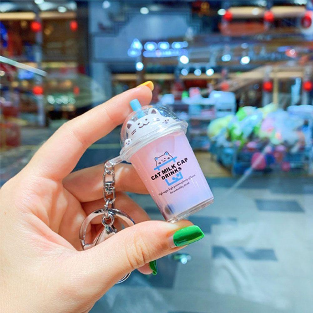 Móc Khóa Cốc Trà Sữa Bằng Acrylic Dạng Cát Chảy Thời Trang Cho Nữ