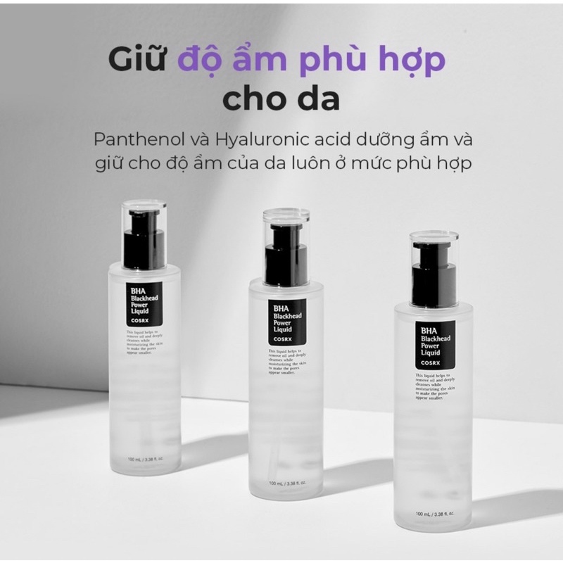 Nước cân bằng COSRX BHA hỗ trợ làm giảm mụn đầu đen dung tích 50ml/ 100ml