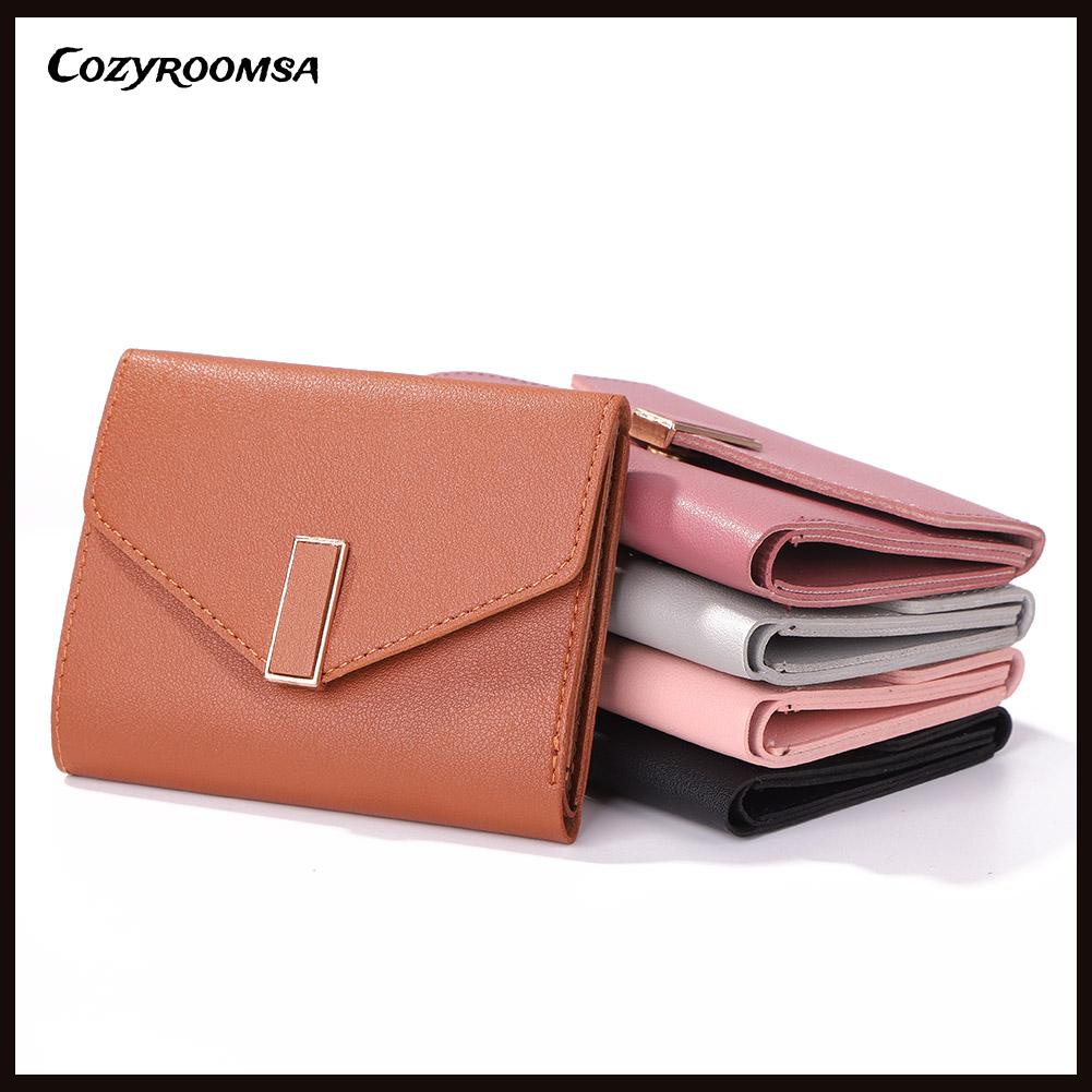 Ví da PU màu trơn thời trang đơn giản cho nữ