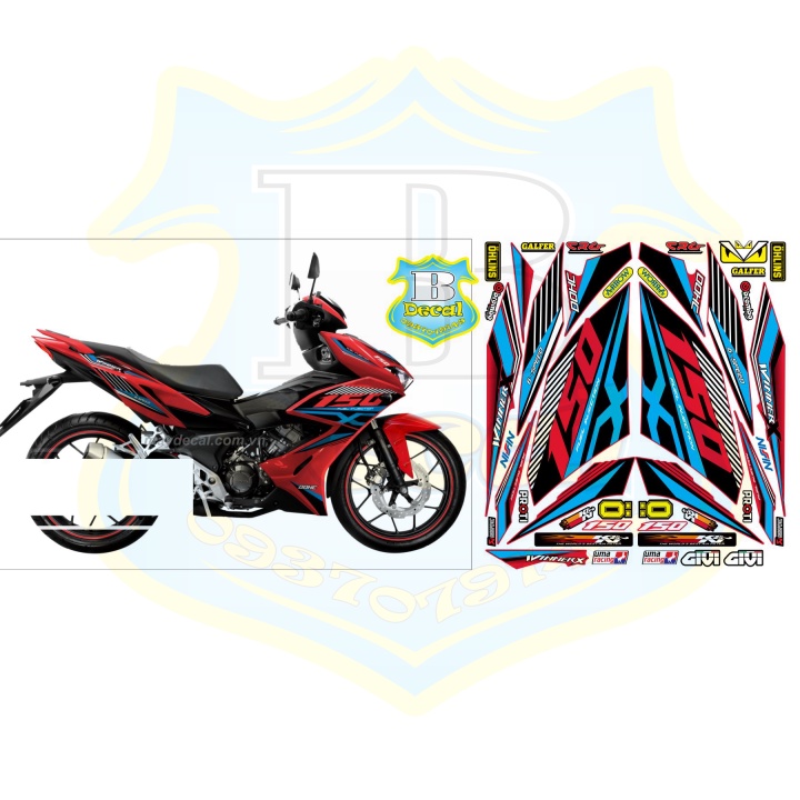 ( Quí khách vui lòng mang ra tiệm cho thợ dán ) Tem winner X 30324 đỏ