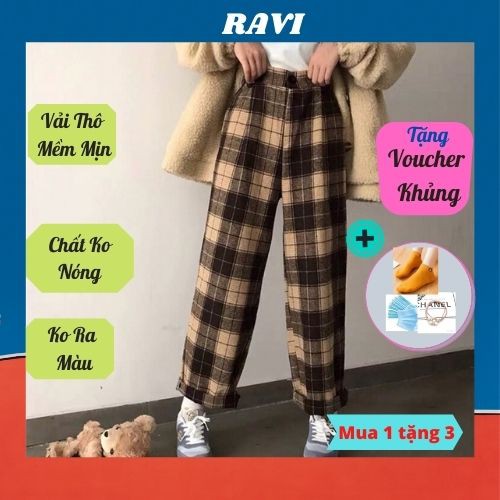 Quần Baggy Kẻ Suông💖𝑭𝑹𝑬𝑬𝑺𝑯𝑰𝑷💖Quần Suông Ống Rộng Kẻ Karo Chât Thô Mềm Mịn Siêu Hot 2 Màu Hàng Quảng Châu