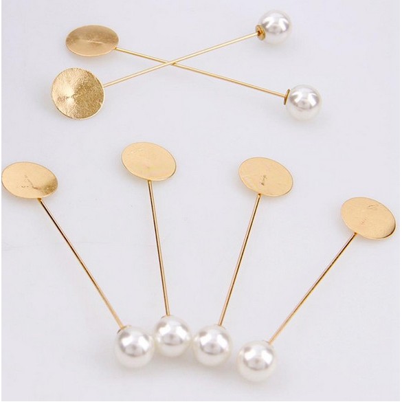 Set 10 ghim cài áo dáng dài đính ngọc trai giả 76mm