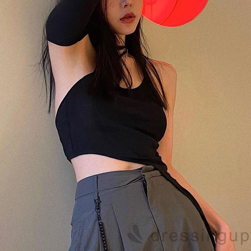 Áo ngắn hai dây tay áo đơn rời màu thời trang cho nữ