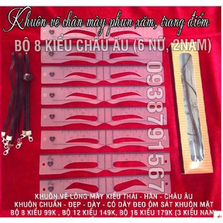 KHUÔN VẼ LÔNG MÀY 8 Kiểu Thái - Hàn - Châu Âu nk032