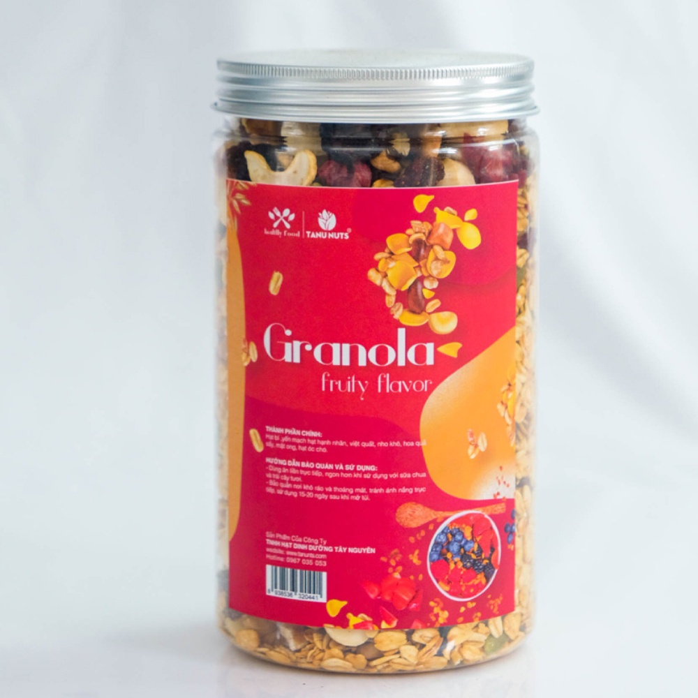 Granola ăn kiêng TANU NUTS hũ 500g vị truyền thống, ngũ cốc 35% yến mạch mix hạt dinh dưỡng tốt cho gym, yoga.