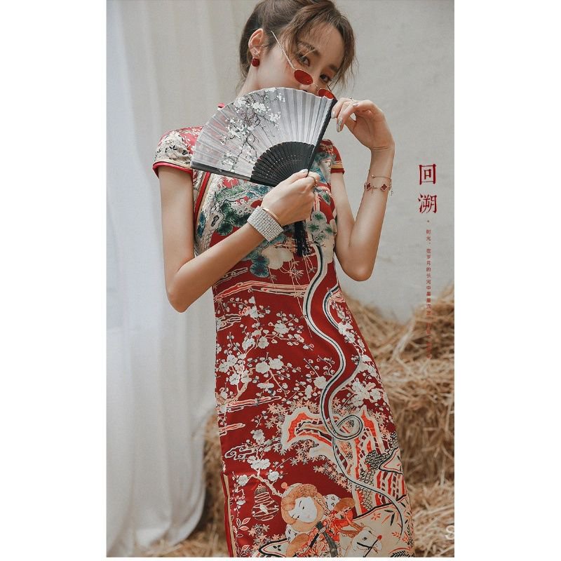 Đầm Sườn Xám Cách Tân Phong Cách Trung Hoa Thời Trang Mùa Hè Mới Cho Nữ