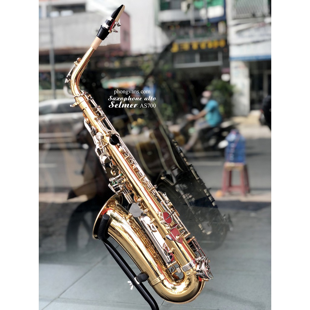 Kèn saxophone alto Selmer mã SA700 2 màu vàng trắng