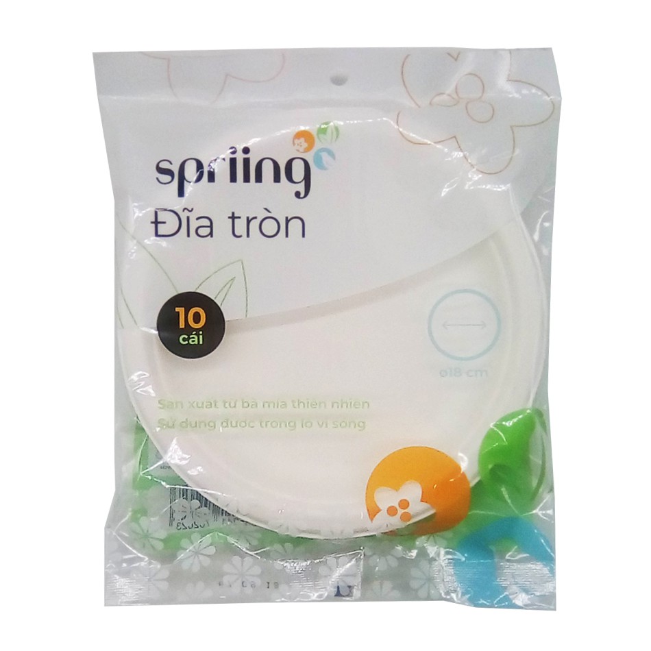 Spriing Lốc 10 đĩa tròn bã mía 18cm