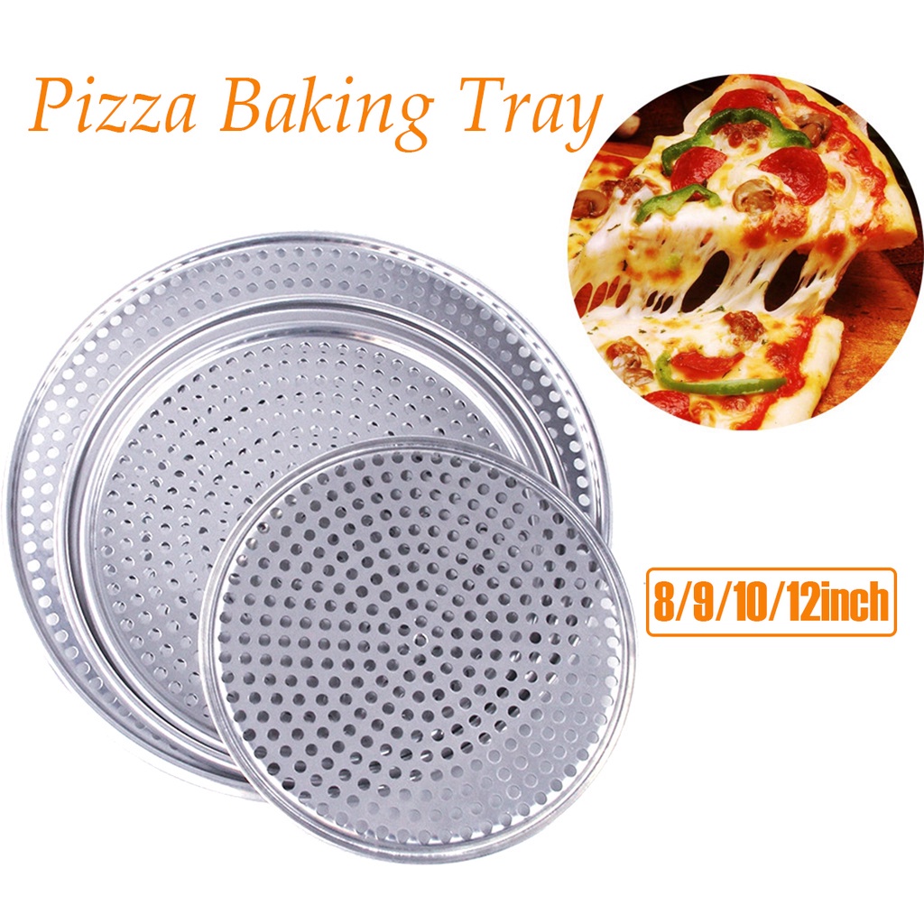 YIYU Khay nướng bánh pizza hình tròn bằng hợp kim nhôm chống dính có lỗ tiện dụng cho nhà bếp