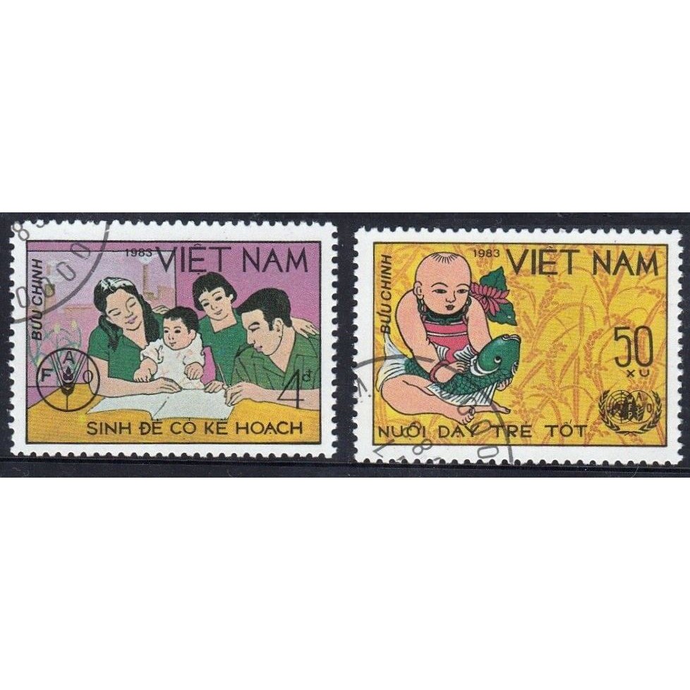 Tem sưu tập MS 427 Tem CTO Việt Nam Ngày Nông Lương thế giới 1983 (2 tem )